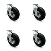 Service Caster 10 Inch Black Pneumatic Wheel Swivel Casters with Brake and Bolt Swivel Lock Set SCC-100S3504-PNB-TLB-BSL-4